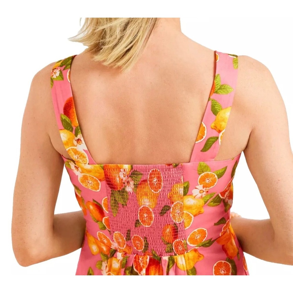Talbots Plus 100% Cotton Tiered Maxi Dress Women Sz 3X/22W Lemons Oranges Cruise - Picture 7 of 9